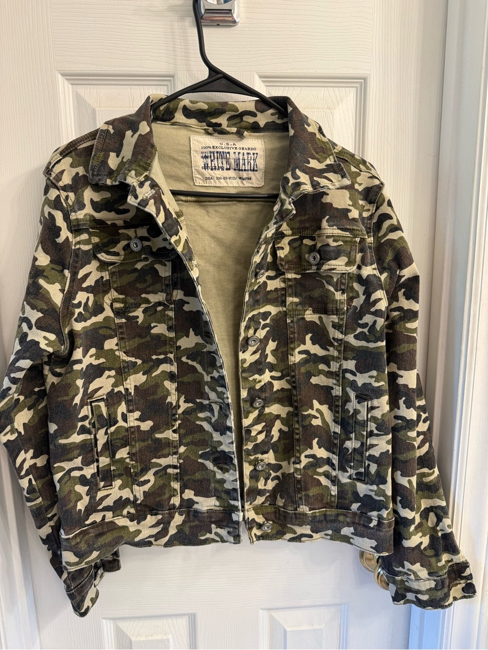 White Mark Women's Camo Denim Jacket